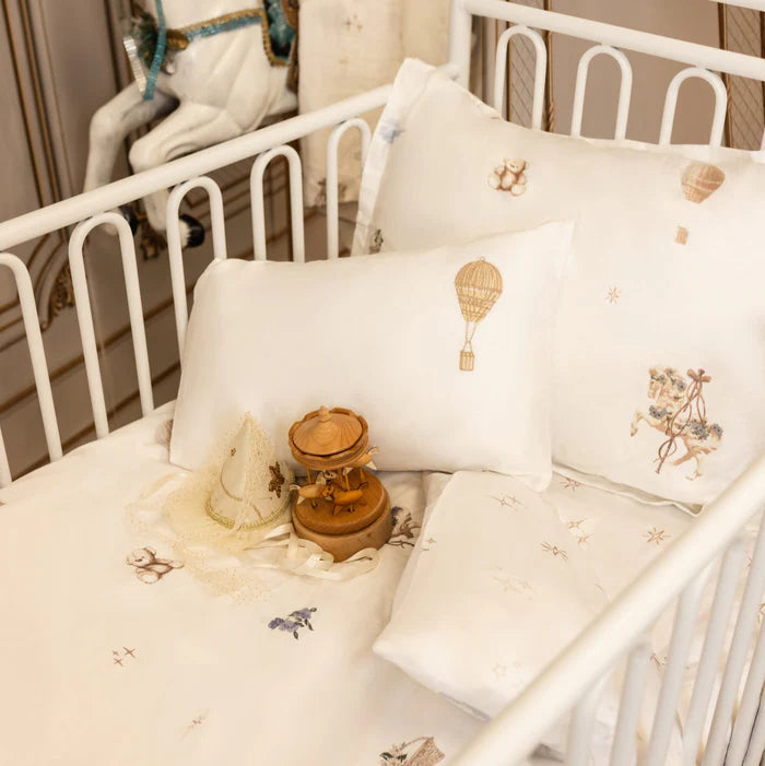 Baby Crib Bedding Linen Set | Carousel Dreams | Sky | 5 Piece Crib Set | Petite Belle