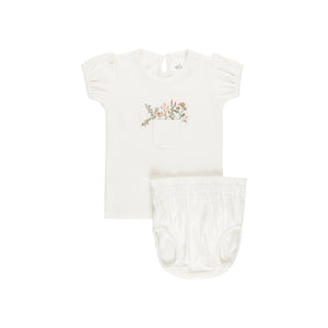 Baby Girl Tee + Bloomers Set | Pocket Full Of Flowers  | Ivory | Ely’s & Co