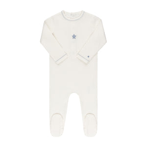 Baby Boy  Footie + Hat | Embroidered Star | Ivory | Ely's & Co