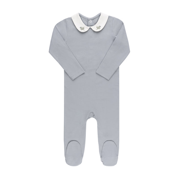 Baby Boy Footie + Hat | Jersey Cotton | Embroidered Collar | Blue | Ely's & Co. | AW23