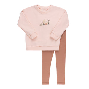 Baby Girl 2 Piece Outfit | French Terry | Bike & Carriage Collection | Pink Carriage | Ely's & Co. | AW23