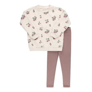 Baby Girl 2 Piece Outfit | Quilted Plums Collection | Cream/Plum | Ely's & Co. | AW23