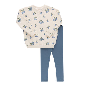 Baby Boy 2 Piece Outfit | Quilted Plums Collection | Cream/Blue | Ely's & Co. | AW23