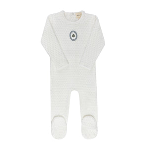 Baby Boy Footie | Embroidered Floral Dot Collection | Blue | Ely's & Co | AW26