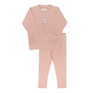 Baby Girl Lounge Set | French Terry Hot Air Balloon Collection | Pink | Aurora | AW25