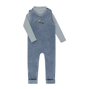 Baby Boy Mockneck Bodysuit & Overall | Embroidered Bear Collection | Blue | Aurora | AW26