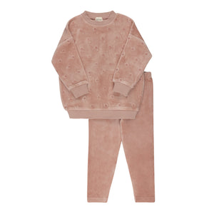 Baby Girl Lounge Set | Velour Embroidered Floral | Pink | Ely's & Co | Aw25