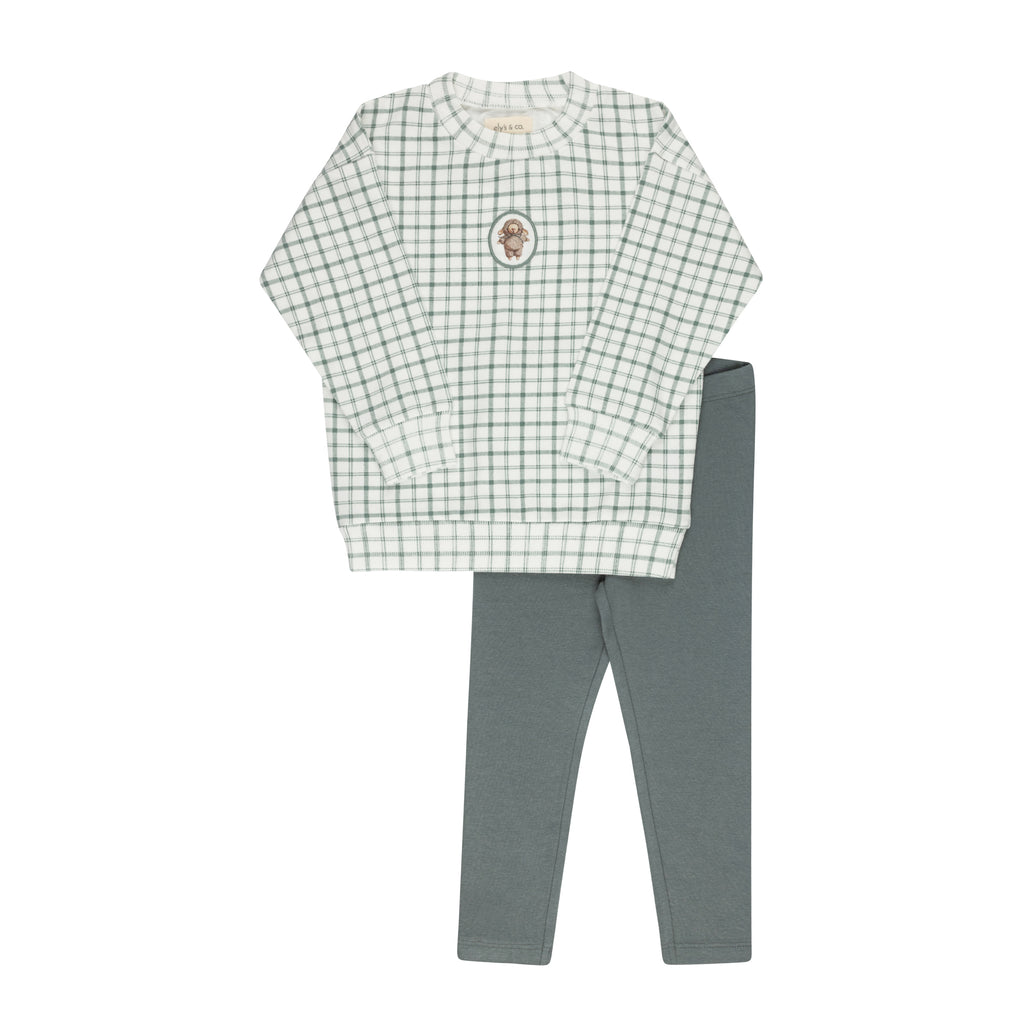 Baby Boy Lounge Set |  Plaid Sheep Collection | Blue | Ely's & Co | Aw25