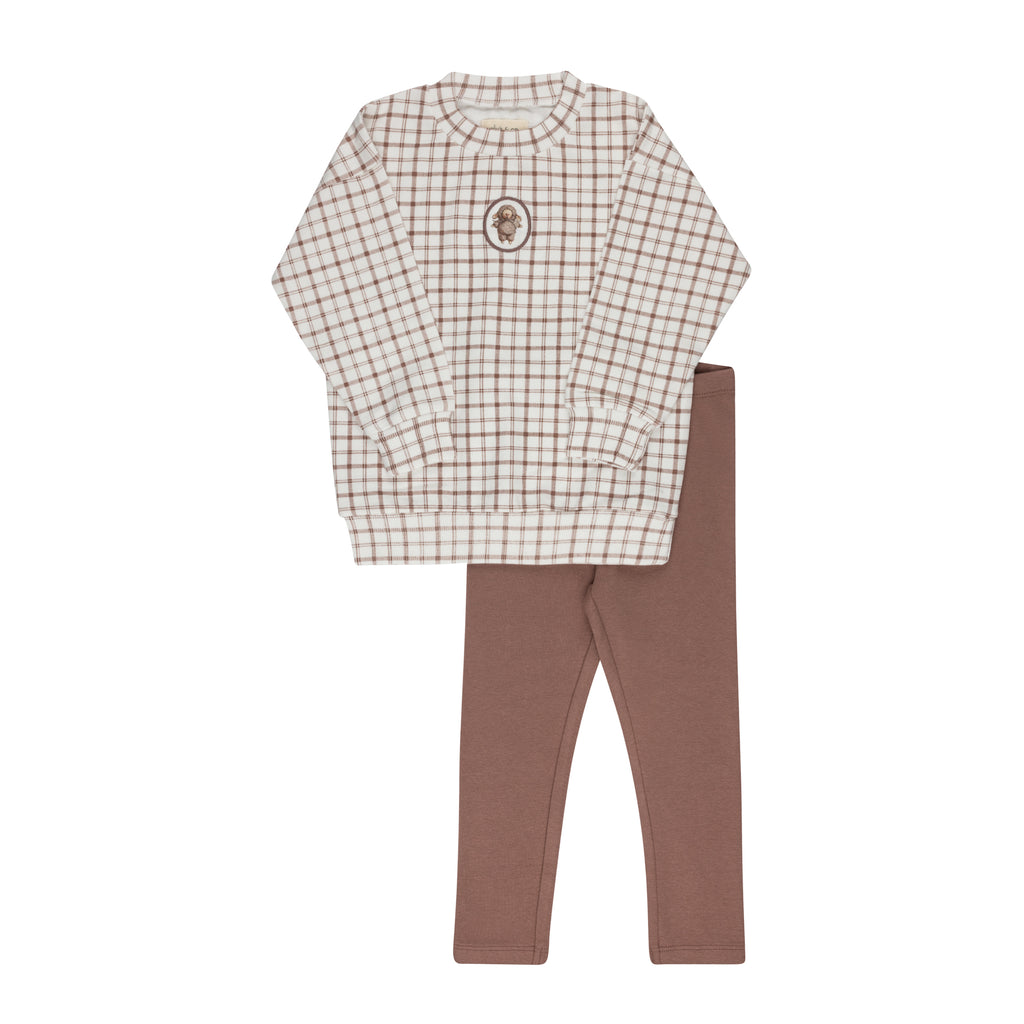 Baby Girl Lounge Set |  Plaid Sheep Collection | Mauve | Ely's & Co | Aw25