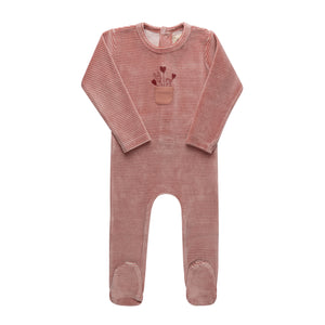 Baby Girl Footie | Stripe Collection | Pink| Ely's & Co | AW26