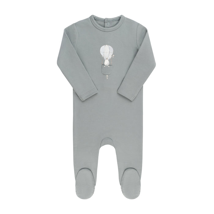 Baby Boy Footie + Hat | French Terry | Hot Air Balloon | Blue | Ely's & Co. | AW23