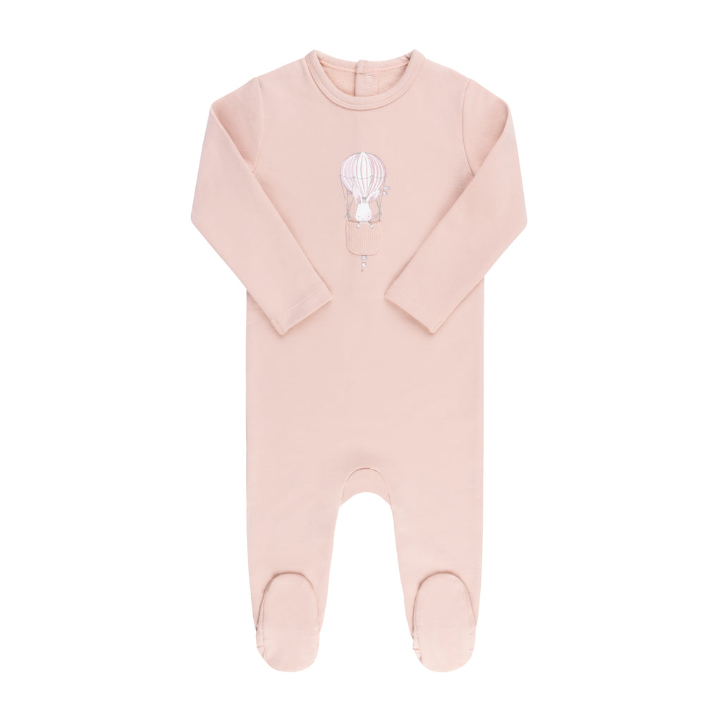 Baby Girl Footie + Hat | French Terry | Hot Air Balloon | Pink | Ely's & Co. | AW23