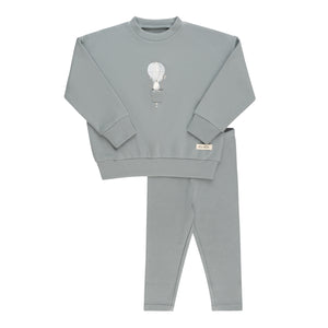 Baby Boy 2 Piece Outfit | French Terry | Hot Air Balloon | Blue | Ely's & Co. | AW23