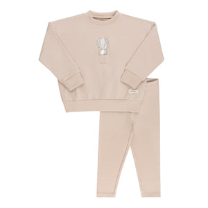 Baby Boy 2 Piece Outfit | French Terry | Hot Air Balloon | Taupe Grey | Ely's & Co. | AW23