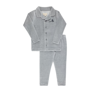 Baby Boy Pajama | Velour Stripe Collection | Light Blue | Ely's & Co | Aw25