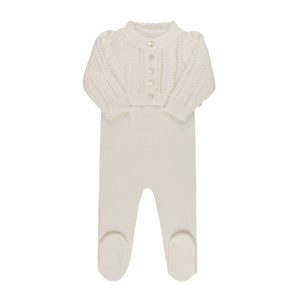 Baby Neutral Layette Set | Cable Pointelle Knit Collection | Ivory | Looms | AW25