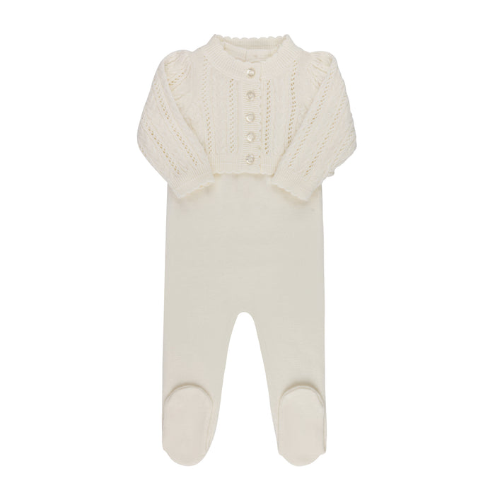 Baby Neutral Layette Set | Cable Pointelle Knit Collection | Ivory | Looms | AW25