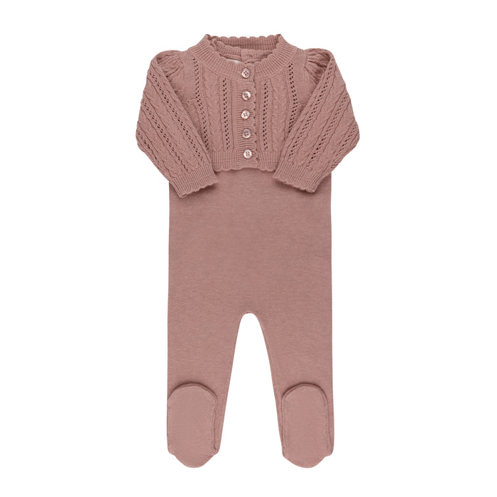 Baby Girl Layette Set | Cable Pointelle Knit Collection | Mauve | Looms | AW25