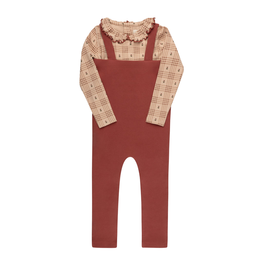 Baby Girl Bodysuit + Overall | Floral Plaid Collection | Pink | Ely's & Co | Aw25
