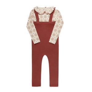 Baby Girl Bodysuit + Overall | Floral Plaid Collection | Ivory/Pink | Ely's & Co | Aw25