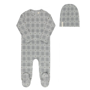 Baby Boy Footie Set |  Floral Plaid Collection | Blue | Ely's & Co | Aw25