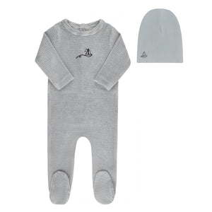 Baby Boy Footie Set | Velour Stripe Collection | Light Blue | Ely's & Co | Aw25