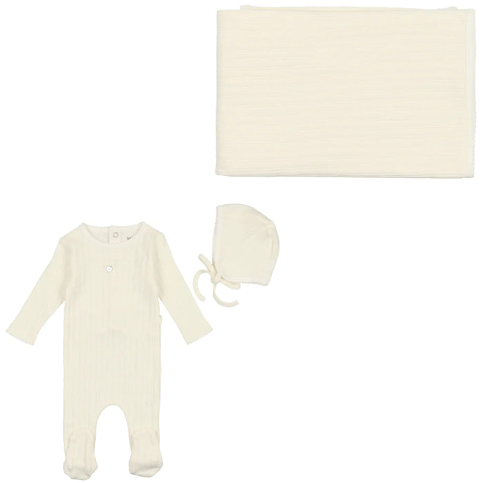 Baby Neutral Layette Set | Classic Pointelle Collection | Snow White | Bee and Dee | AW23
