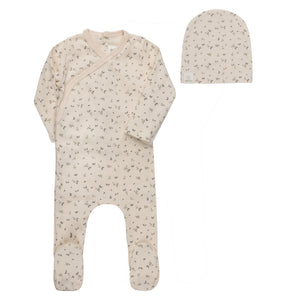 Baby Boy Footie + Hat | Floral Rib Collection | Ivory/Blue | Aurora | SS26