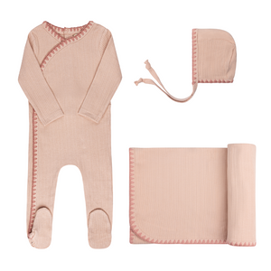 Baby Girl Layette Set | Whip Stitch Collection | Pink| Ely's & Co | Aw25