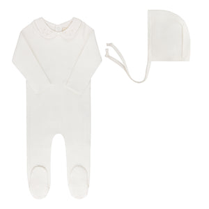 Baby Boy Footie Set | Embroidered Collar Collection | Ivory Boy | Ely's & Co | Aw25