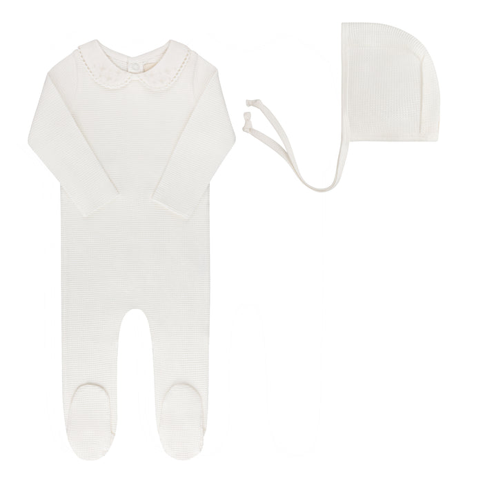 Baby Boy Footie Set | Embroidered Collar Collection | Ivory Boy | Ely's & Co | Aw25