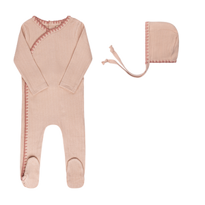 Baby Girl Footie Set | Whip Stitch Collection | Pink | Ely's & Co | Aw25