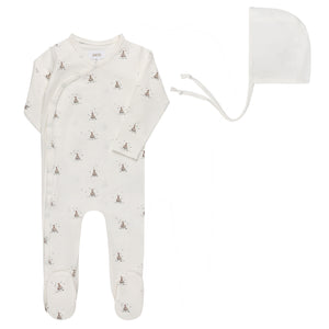 Baby Boy Footie + Hat | Jersey Cotton Nautical Collection | Ivory/Blue | Aurora | SS26