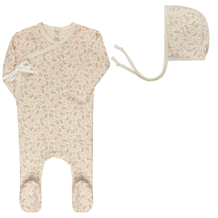 Baby Girl Footie Set | Vine Collection | Ivory/Pink | Ely's & Co | Aw25