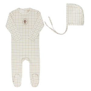 Baby Boy Footie Set |  Plaid Sheep Collection | Beige | Ely's & Co | Aw25