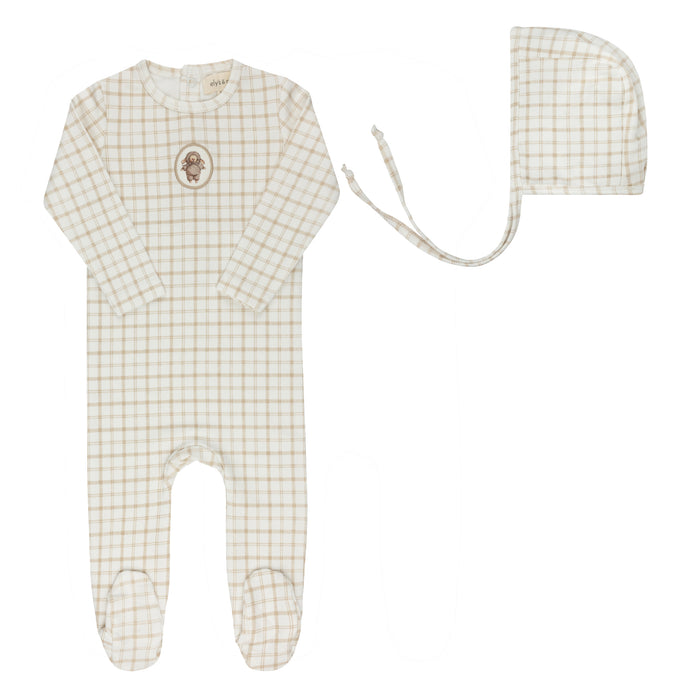 Baby Boy Footie Set |  Plaid Sheep Collection | Beige | Ely's & Co | Aw25