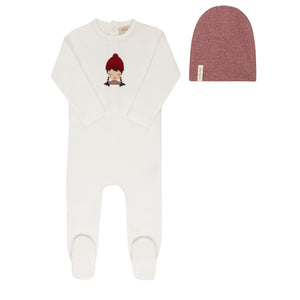 Baby Girl Footie Set |  Autumn Kids Collection | Ivory/Pink | Ely's & Co | Aw25