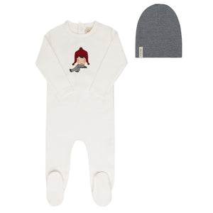 Baby Boy Footie Set |  Autumn Kids Collection | Ivory-Blue | Ely's & Co | Aw25