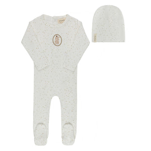 Baby Boy Footie + Hat | Cotton Bunny Collection | Ivory/Tan | Ely's & Co | SS26