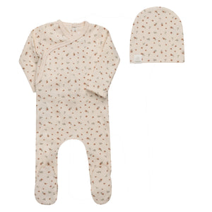 Baby Girl Footie + Hat | Floral Rib Collection | Ivory/Pink | Aurora | SS26