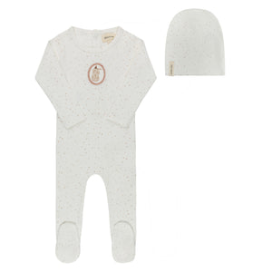 Baby Girl Footie + Hat | Cotton Bunny Collection | Ivory/Pink | Ely's & Co | SS26