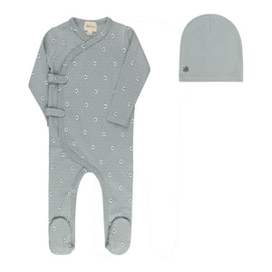 Baby Boy Footie + Hat | Floral Dot Collection | Blue | Ely's & Co | AW26