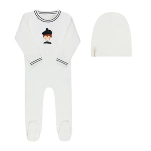 Baby Boy Footie + Hat | French Terry Scottish Collection | Ivory Navy | Ely's & Co | AW26