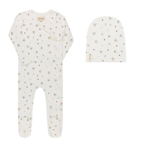 Baby Girl Footie + Hat | Printed Floral Star Collection | Ivory Floral | Ely's & Co | AW26