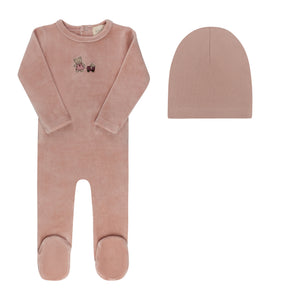 Baby Girl Footie + Hat | Embroidered Bear Collection | Pink | Aurora | AW26