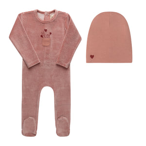 Baby Girl Footie + Hat | Stripe Collection | Ivory Pink | Ely's & Co | AW26