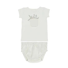 Baby Boy Tee + Bloomers Set | Pocket Full Of Flowers  | Ivory | Ely’s & Co
