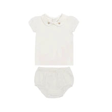 Baby Girl Short Set | Wide Rib Rosebud | Pink/Ivory | Ely's & Co