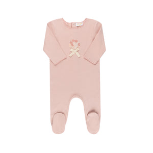 Baby Girl Footie | Flower Embroider | Pink| Tricot Bebe