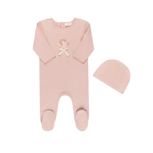 Baby Girl Footie + Hat | Flower Embroider | Pink | Tricot Bebe